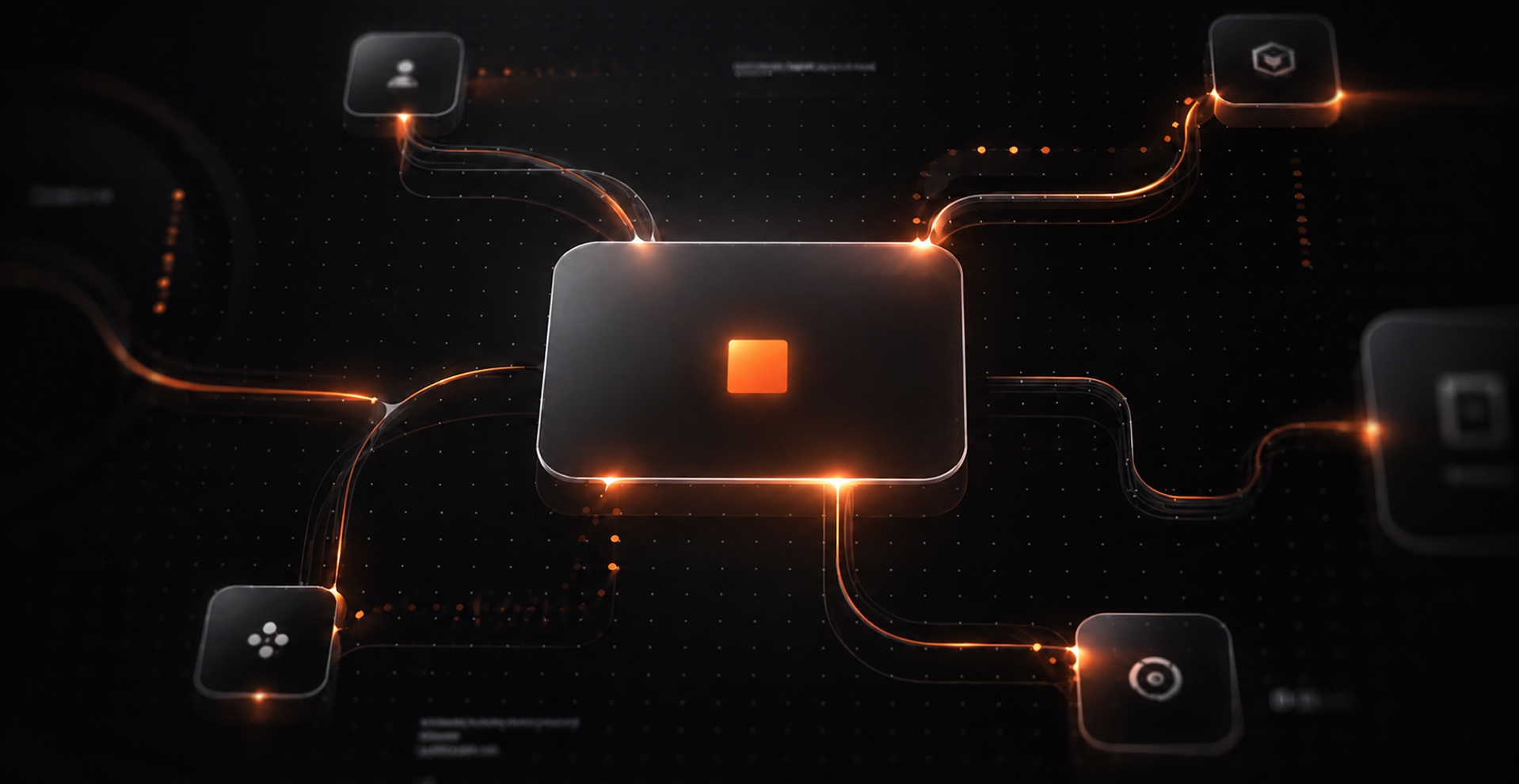 Abstraktný produktový ekosystém Orange Business Messenger s prepojenými modulmi