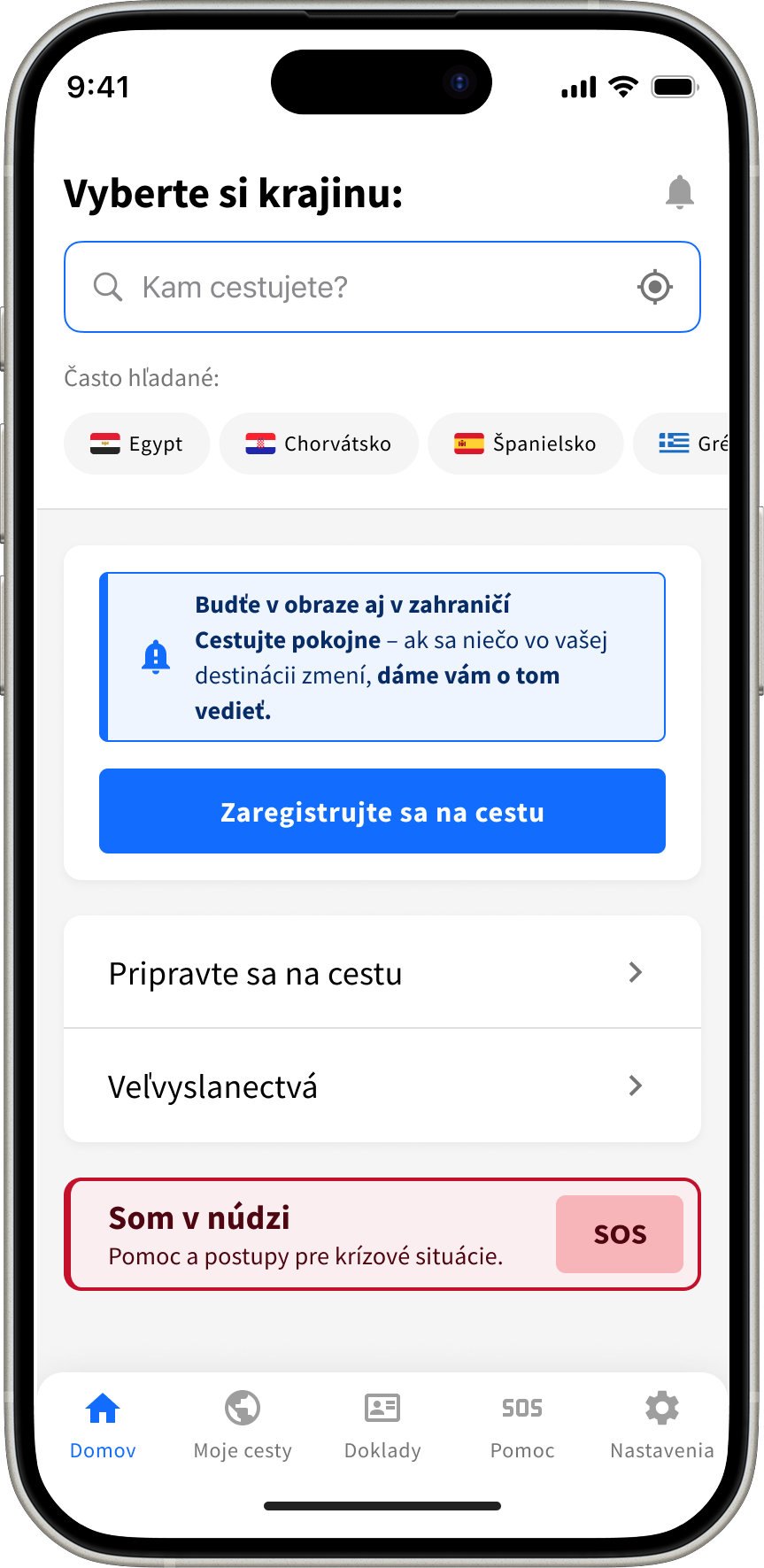 Ukážka domovskej obrazovky Svetobežky