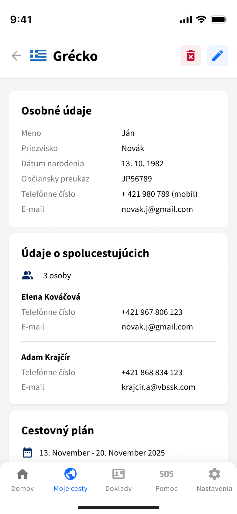 Ukážka odporúčaní pre destináciu v aplikácii Svetobežka